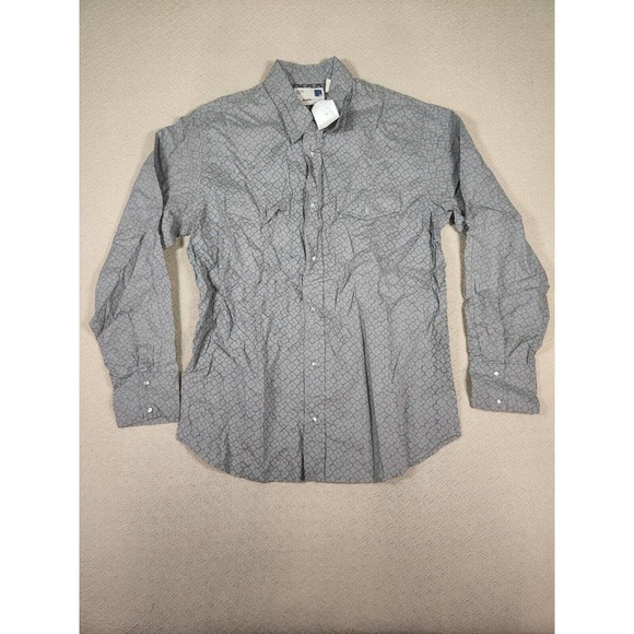Pure Stuff Shirt Mens Small S Button Up Pearl Snap Collar Cotton Gray Blue NWT - Picture 1 of 12